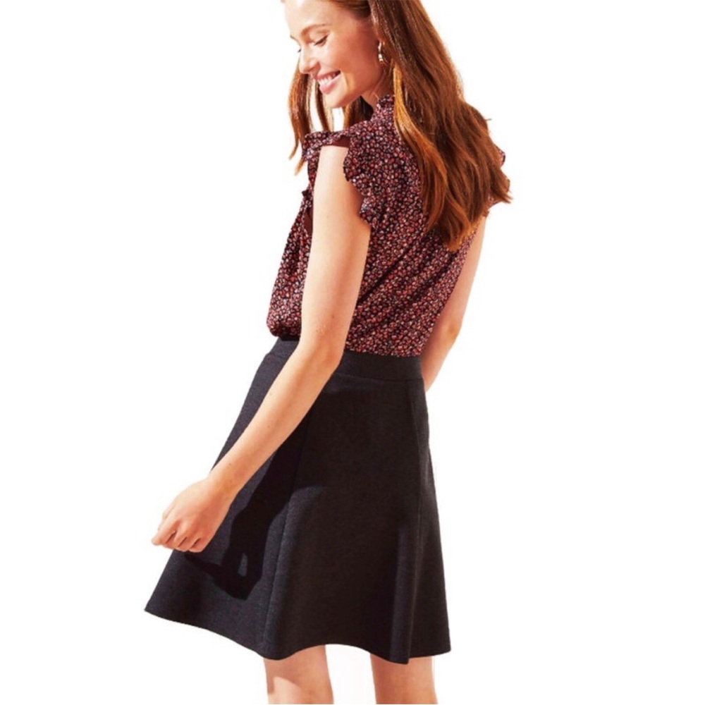 LOFT Ponte Knit Elastic A-Line Skirt Heathered Charcoal Gray XSmall Petite